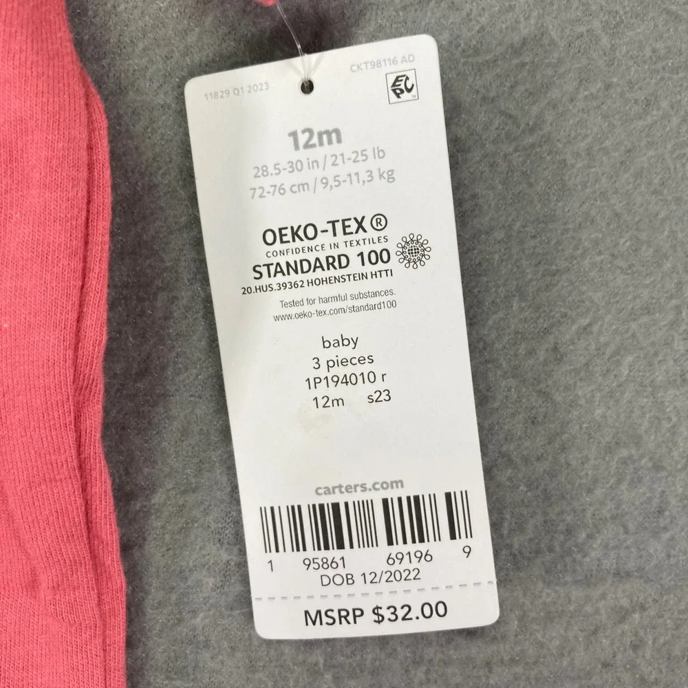 Carter's Baby Boys 12M Coral Pink Polo‎ Shirt Bicycle Embroidered Pocket